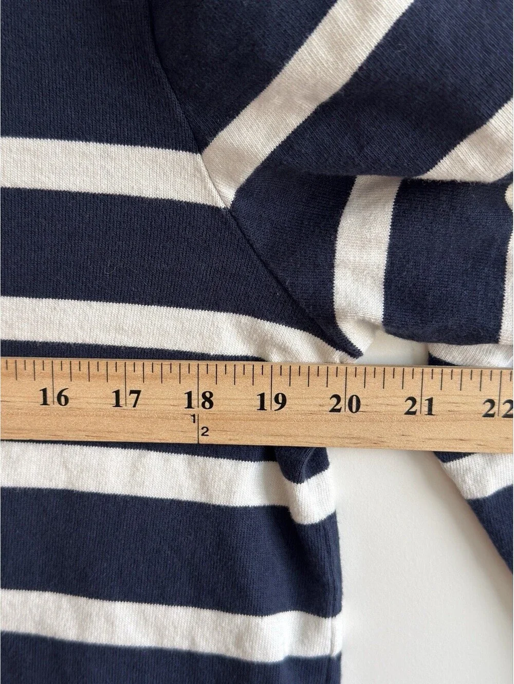 J.Crew Mariner Cloth Boatneck Top Navy White Stripe Long Sleeve Cotton L